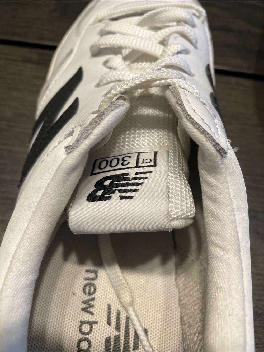 New Balance White Leather Sneakers with Black 'N' Accent - Picture 4 of 6